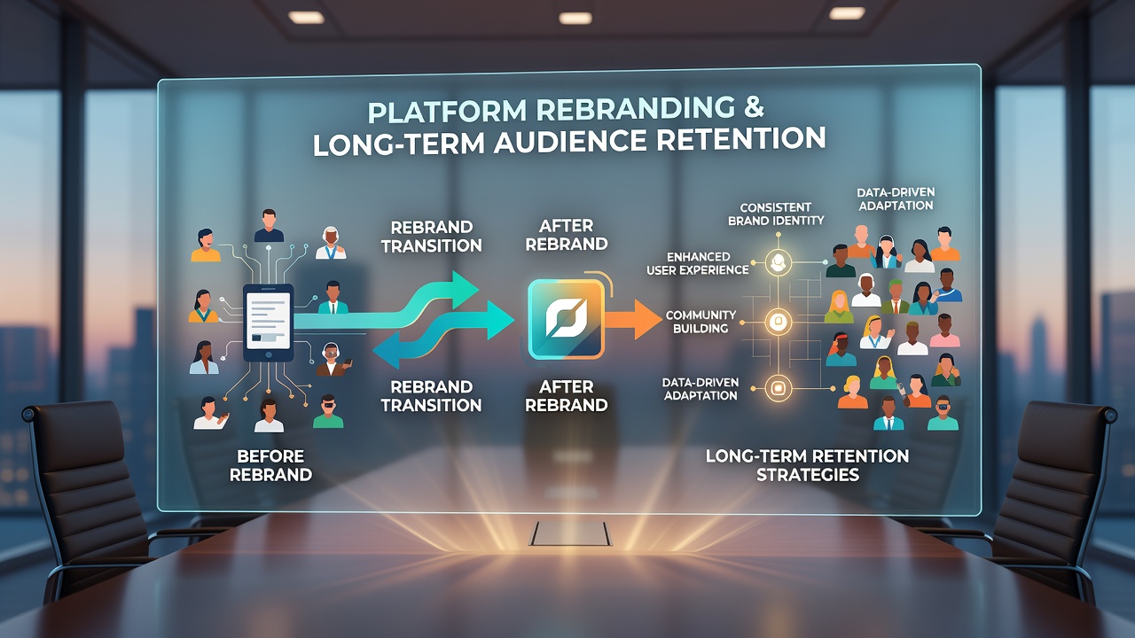 Analytics dashboard displaying audience retention trends after platform rebranding